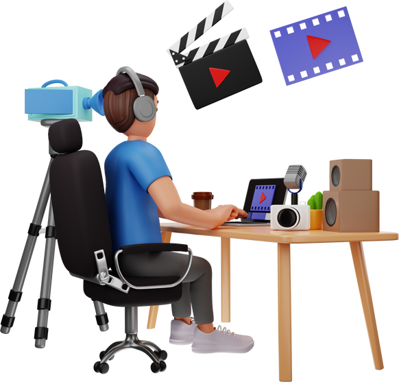 Video Editor 3D Character Illustration