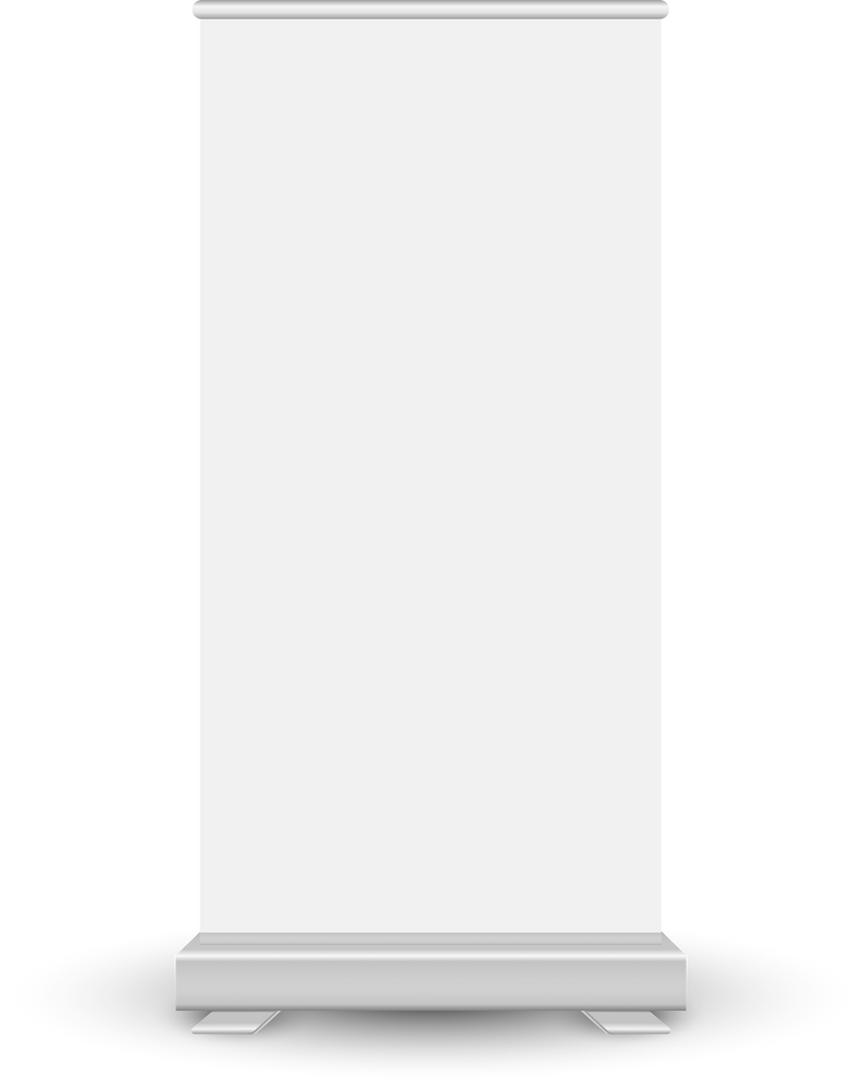 Blank white roll up banner